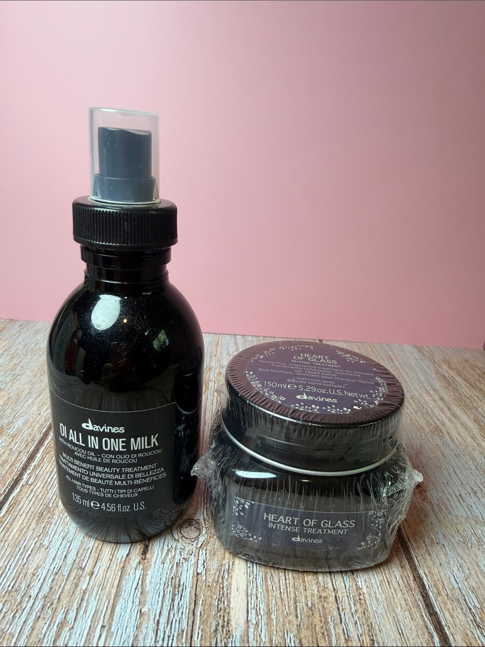 Davines Black OI All In One Milk & Heart of Glass Treatment Set - Pink Accents